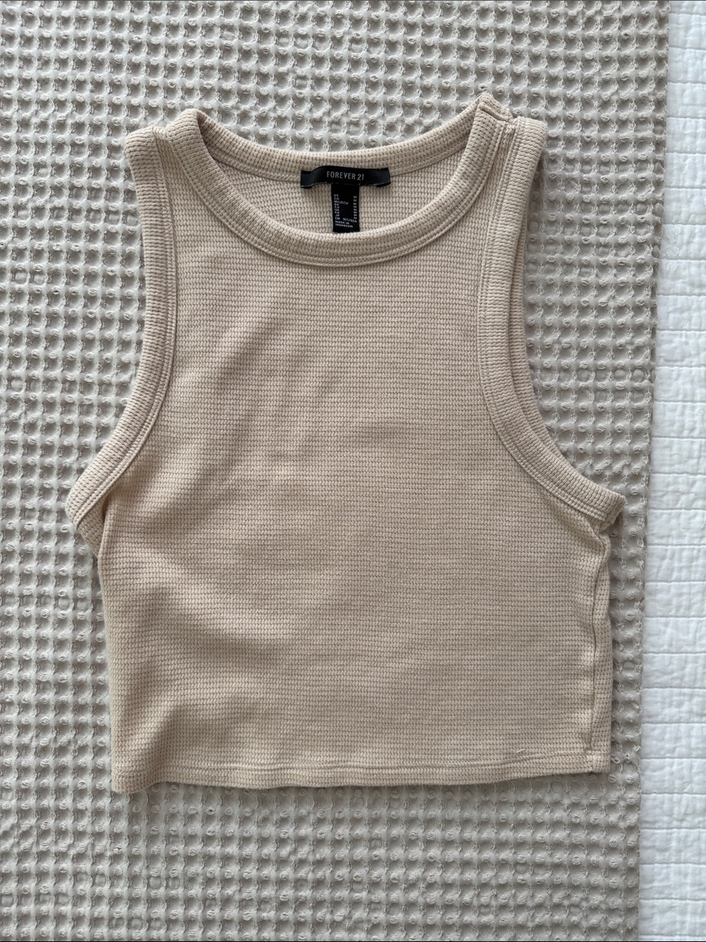 Forever 21 Beige Ribbed Crop Tank